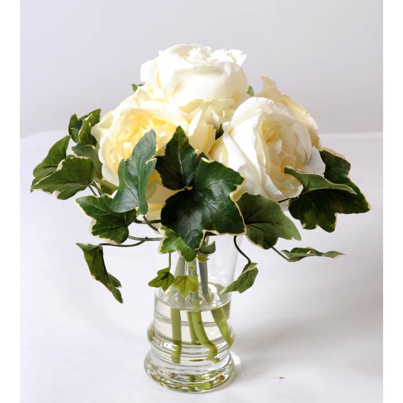 Bouquet artificiel de Roses blanches de 31 cm | Bouquets artificiels | Vert  Espace