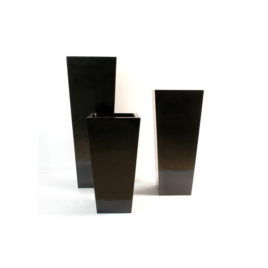 HIGH SQUARE POT BLACK MARBLE