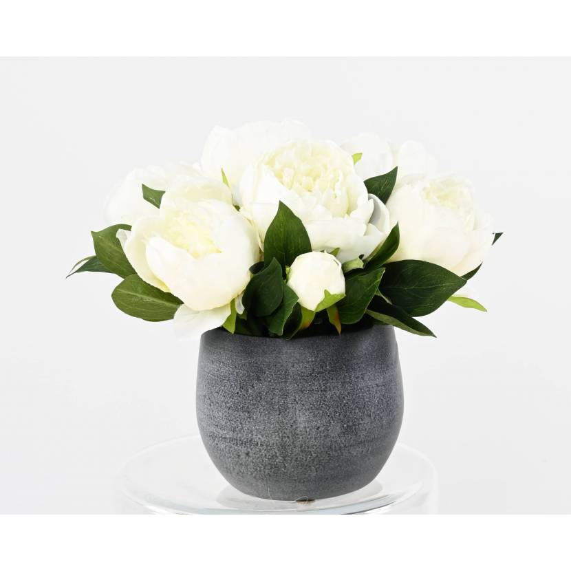 Composition de Pivoines artificielles blanches de 30 cm | Bouquets  artificiels | Vert Espace