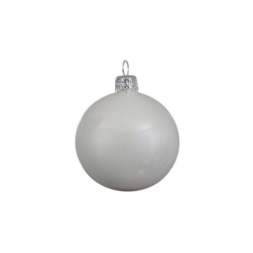 BAUBLE SHINY WHITE GLASS (box of 6)