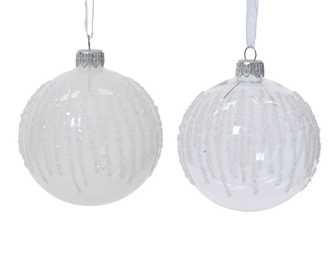 TRANSPARENTE GLASKUGELN SCHNEE (6er-Packung)