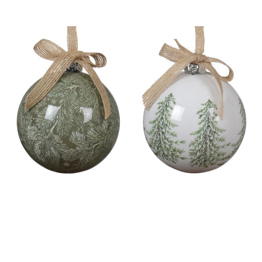 GLÄNZENDE SCHAUMSTOFFKUGELN TANNE (Weihnachtsbaum) GRÜN/WEISS (24er-Packung)