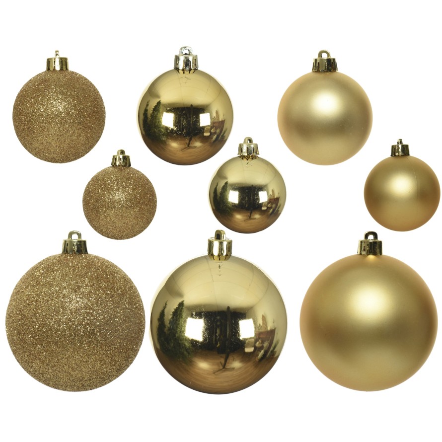 BAUBLE SHATTERPROOF GOLD – Assorted sizes (box of 30)