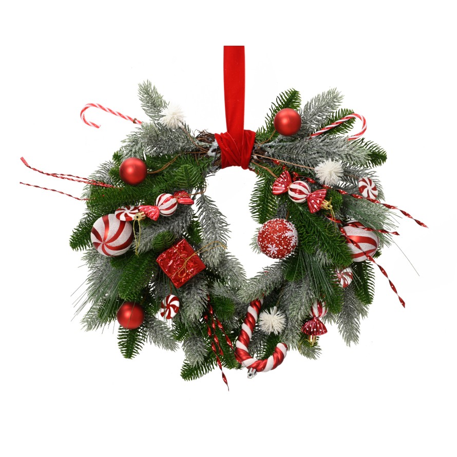 CORONA ROJA FESTIVA DECORACIÓN CARAMELOS